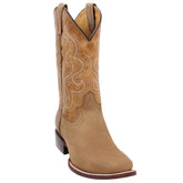 Mens Square Toe Western Boots Tan